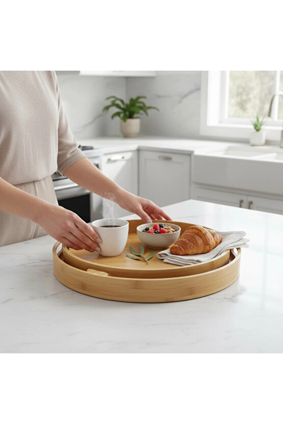 Oval Bambu Tepsi 2li Set