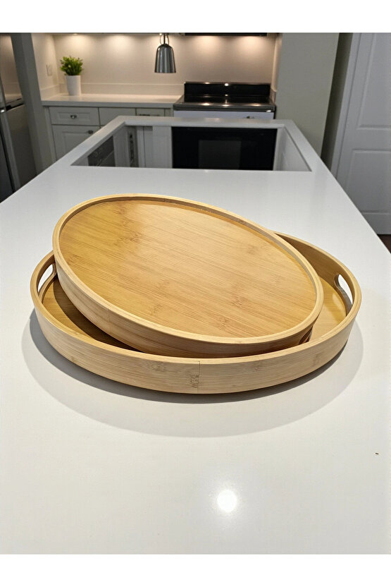Oval Bambu Tepsi 2li Set