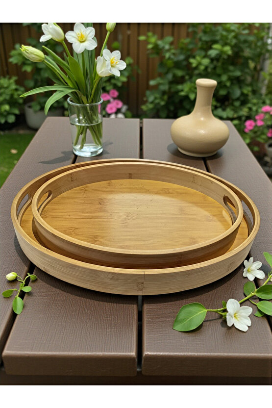 Oval Bambu Tepsi 2li Set