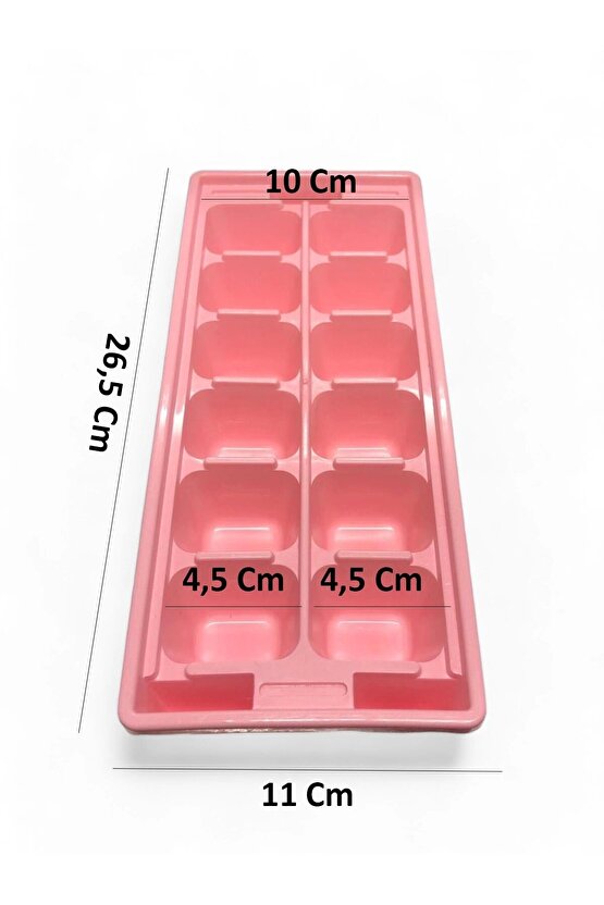 Pembe Sert Plastik 12 Hazneli Kare Buz Kalıbı