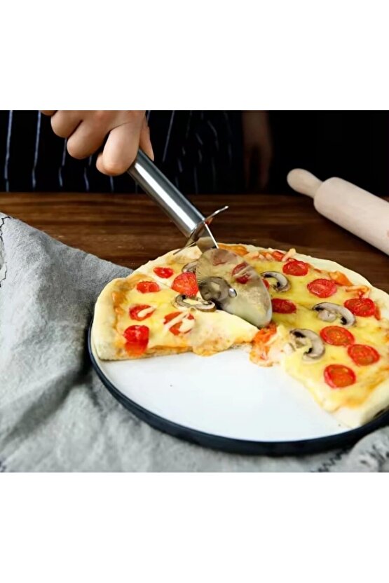 Paslanmaz Çelik Pizza ve Hamur Kesici (Büyük Boy)