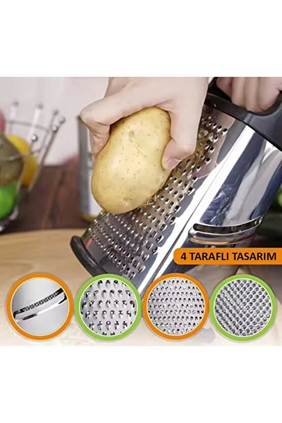 Paslanmaz Çelik 4 Taraflı Çok İşlevli Rende (Dilimleyici)