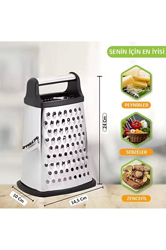 Paslanmaz Çelik 4 Taraflı Çok İşlevli Rende (Dilimleyici)