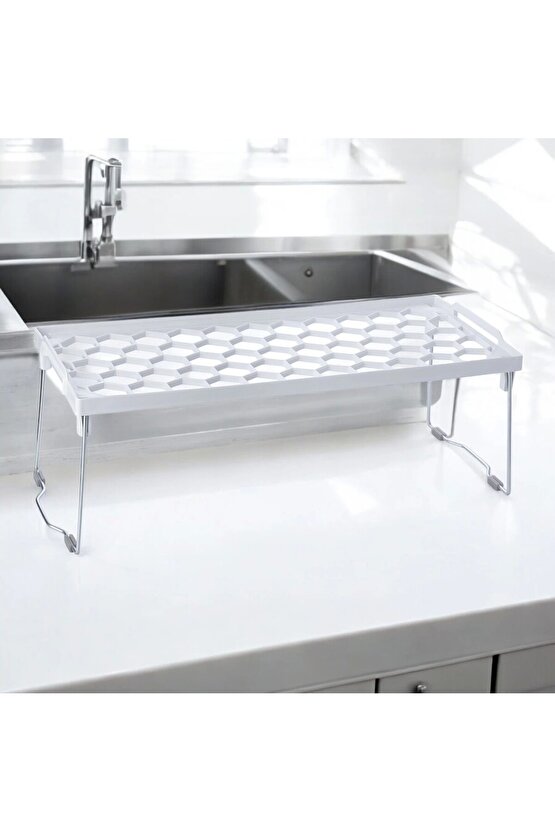 Plastik Metal Ayaklı Dikdörtgen Mini Raf Düzenleyici Organizer