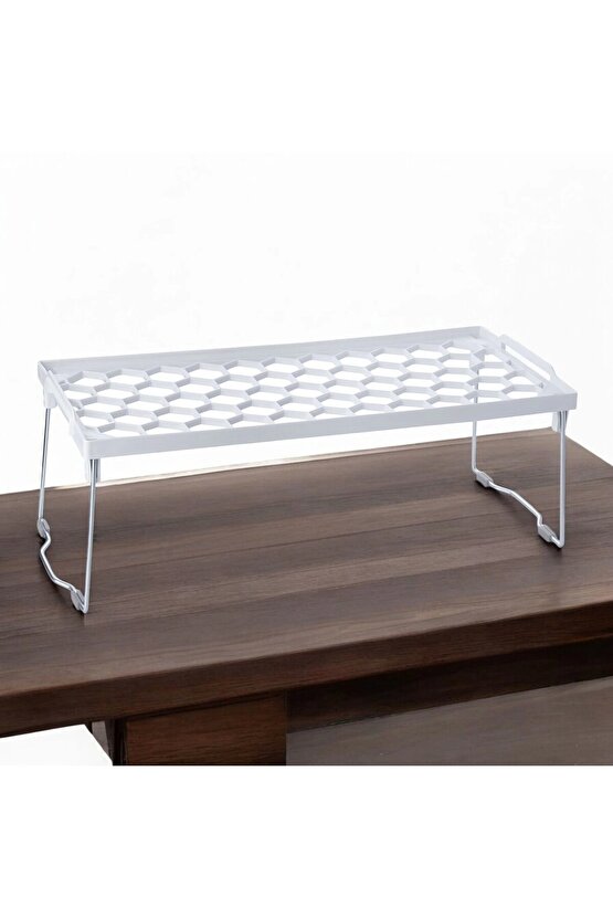 Plastik Metal Ayaklı Dikdörtgen Mini Raf Düzenleyici Organizer