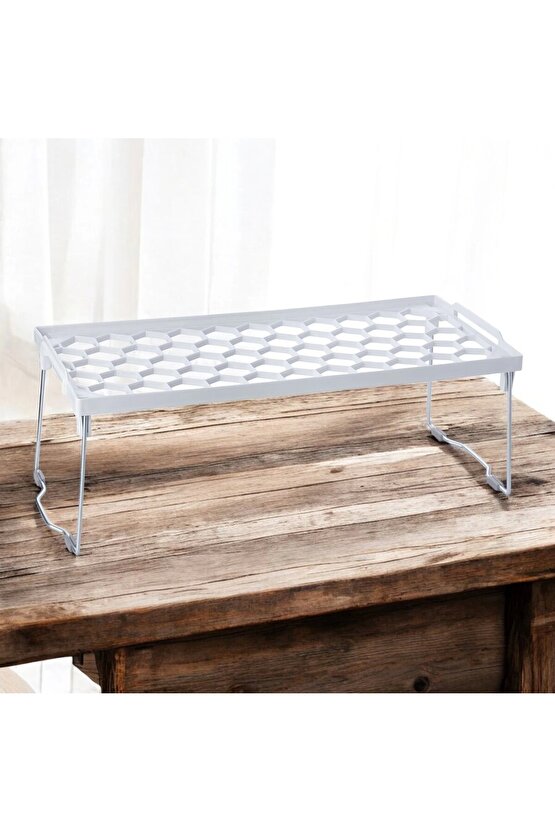 Plastik Metal Ayaklı Dikdörtgen Mini Raf Düzenleyici Organizer