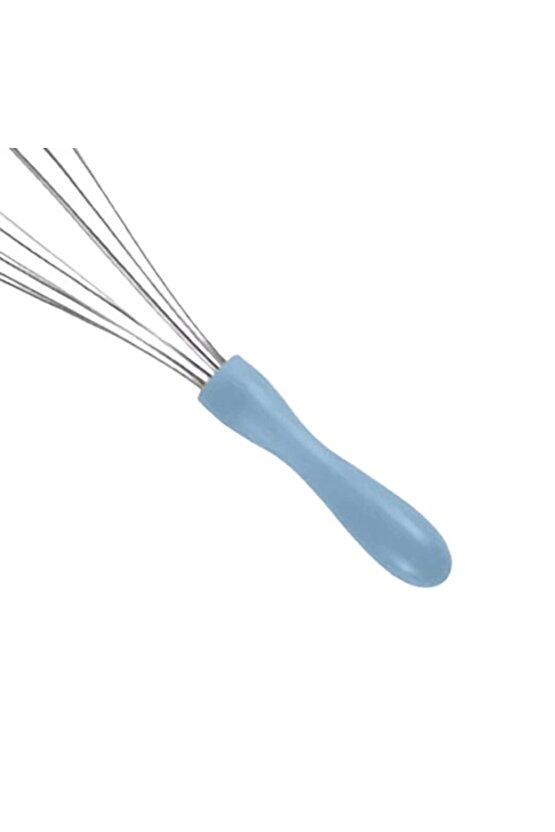 Paslanmaz Çelik Mavi Plastik Saplı El Çırpıcısı (Blender) 3lü Set