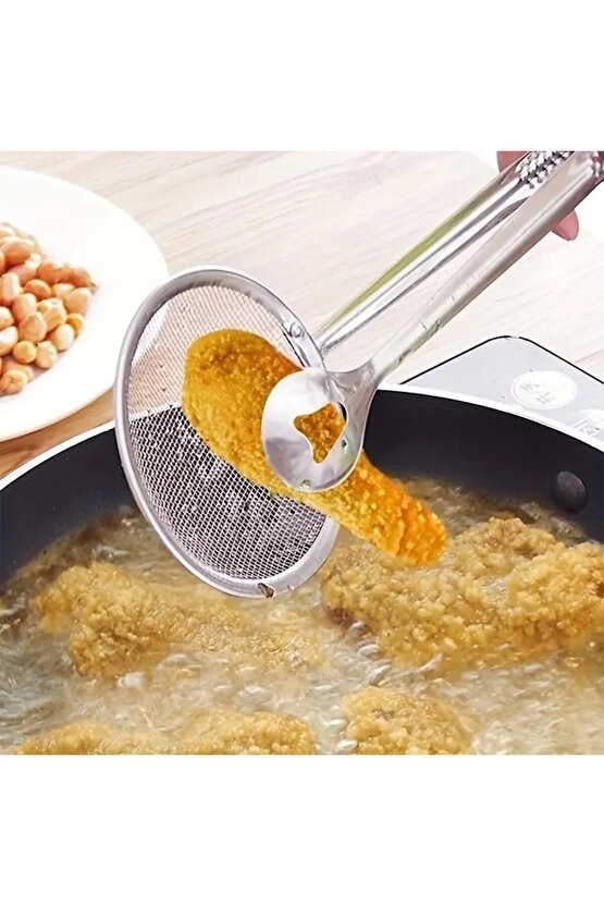 Paslanmaz Metal Süzgeçli Kızartma Maşası
