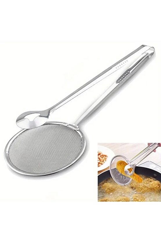 Paslanmaz Metal Süzgeçli Kızartma Maşası