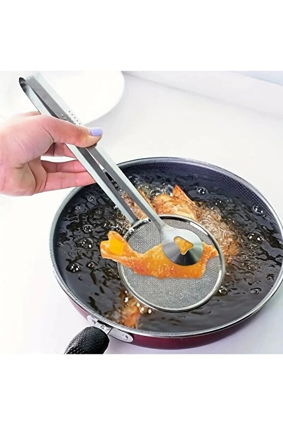 Paslanmaz Metal Süzgeçli Kızartma Maşası