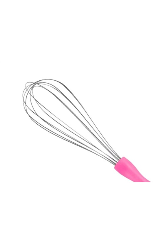 Paslanmaz Çelik Pembe Plastik Saplı El Çırpıcısı (Blender) Büyük Boy