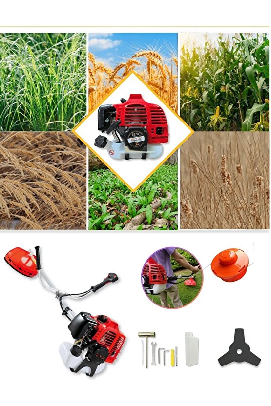 EYP 52 cc Yüksek Kalite Yan Tip Benzinli Ot Çalı Çim Biçme Tırpan Makinesi