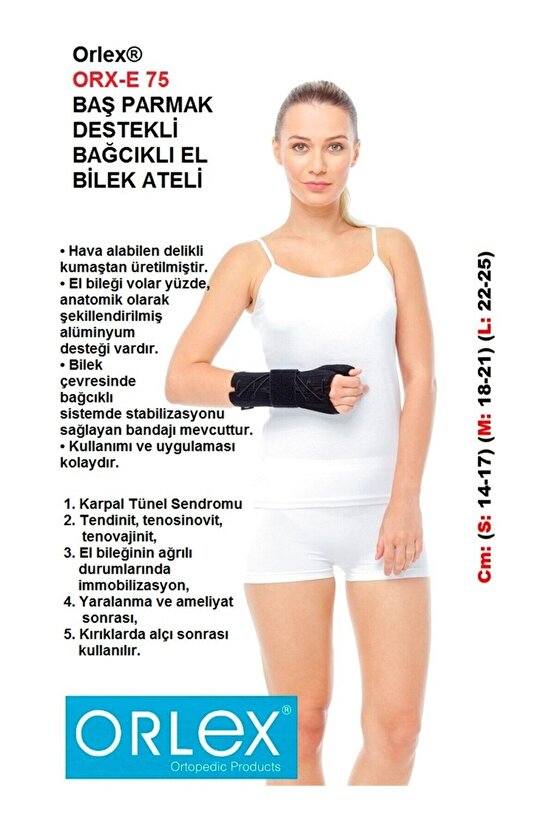 BAŞ PARMAK DESTEKLİ BAĞCIKLI EL BİLEK ATELİ SAĞ EL