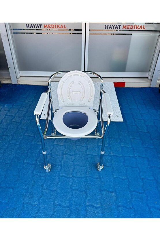 BME668 Katlanabilir Tekerlekli Klozetli sandalye Tuvalet ve Banyo Sandalyesi