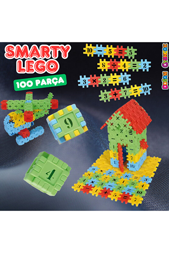 Smarty - Akıllı Sayılar Blok Oyunu 100 Parça - Oyuncak Lego Seti - Birbirine Geçmeli STEM Lego Seti