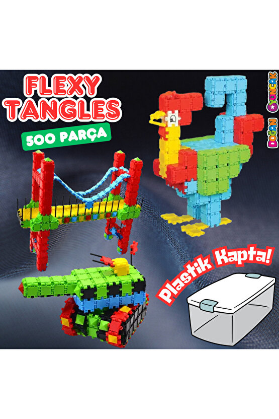 Flexy Tangles Blok Oyunu 500 Parça - Oyuncak Lego Seti - Birbirine Geçmeli STEM Lego Seti - Eğitici