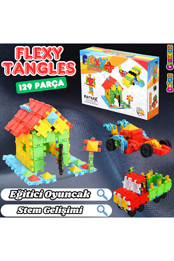 Flexy Tangles Blok Oyunu 129 Parça - Oyuncak Lego Seti - Birbirine Geçmeli STEM Lego Seti - Eğitici