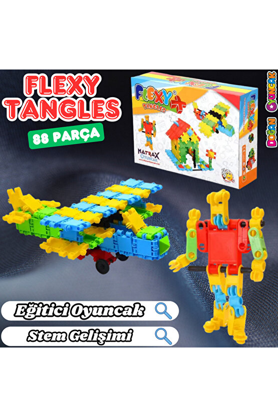 Flexy Tangles Blok Oyunu 88 Parça - Oyuncak Lego Seti - Birbirine Geçmeli STEM Lego Seti - Eğitici O
