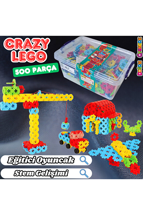 Crazy Eğitici Blok Oyunu 500 Parça - Oyuncak Lego Seti - Birbirine Geçmeli STEM Lego Seti - Eğitici