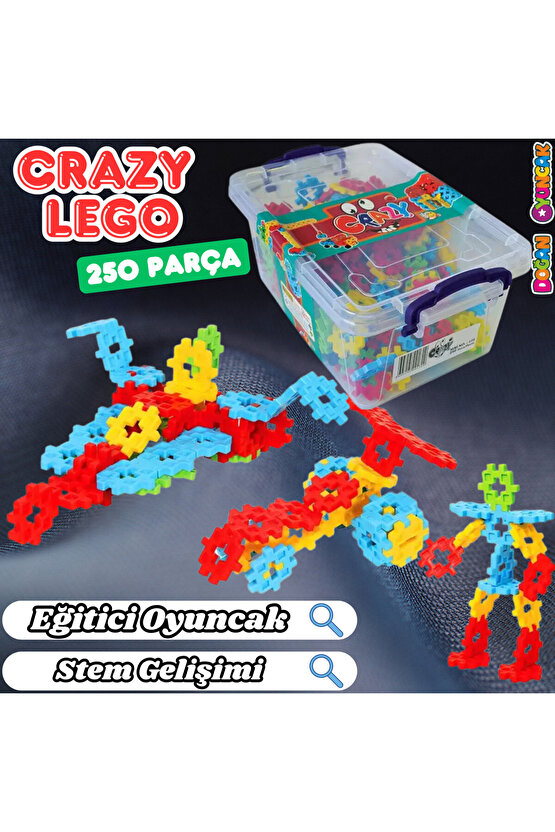 Crazy Eğitici Blok Oyunu 250 Parça - Oyuncak Lego Seti - Birbirine Geçmeli STEM Lego Seti - Eğitici