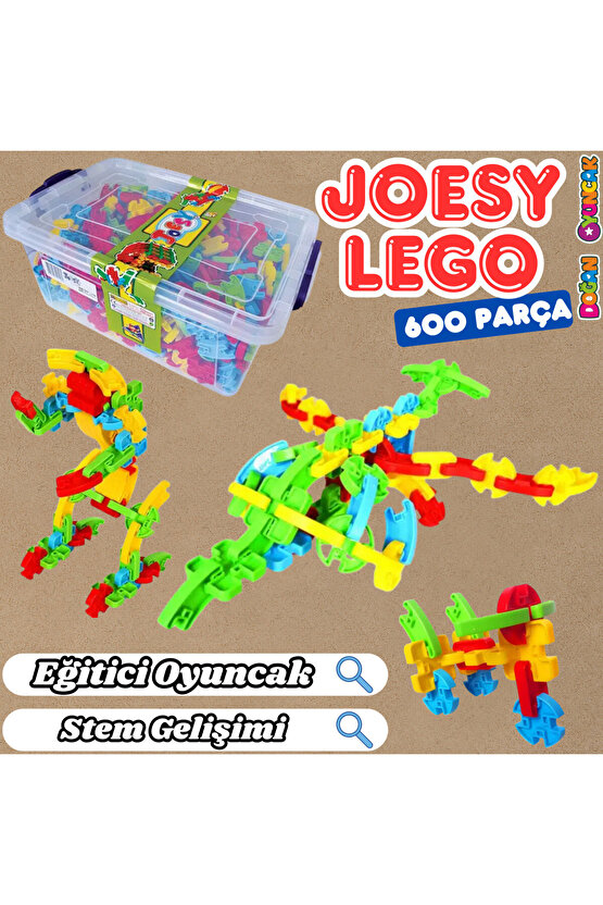 Joesy Eğitici Blok Oyunu 600 Parça - Oyuncak Lego Seti - Birbirine Geçmeli STEM Lego Seti - Eğitici