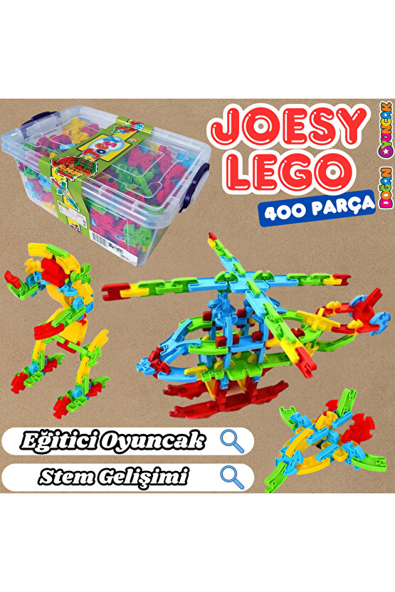 Joesy Eğitici Blok Oyunu 400 Parça - Oyuncak Lego Seti - Birbirine Geçmeli STEM Lego Seti - Eğitici