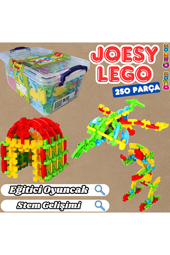 Joesy Eğitici Blok Oyunu 250 Parça - Oyuncak Lego Seti - Birbirine Geçmeli STEM Lego Seti - Eğitici