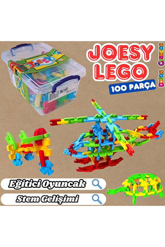Joesy Eğitici Blok Oyunu 100 Parça - Oyuncak Lego Seti - Birbirine Geçmeli STEM Lego Seti - Eğitici