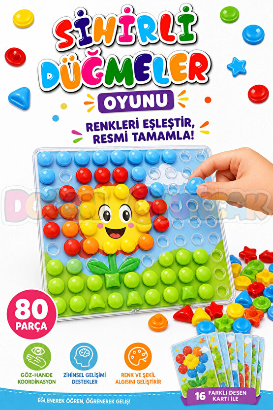 Sihirli Düğmeler Oyunu - Oyuncak Sihir Düğmeler - Renkleri Yerine Yerleştirme Oyunu Resim Oyunu