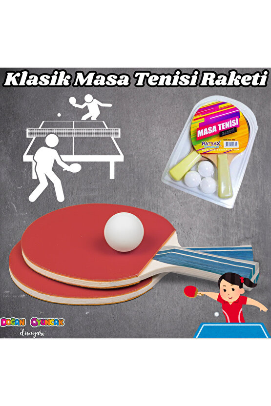Klasik Masa Tenisi Raketi - Okul İçin Masa Tenisi Raketi - Tenis Oyuncakları - Masa Tenisi Oyunu - R
