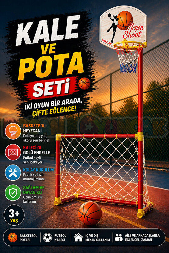 Kale ve Pota Seti - Futbol Kalesi ve Basketbol Potası Oyunu - Basket Atma Oyunu Basketbol Maçı - Fut