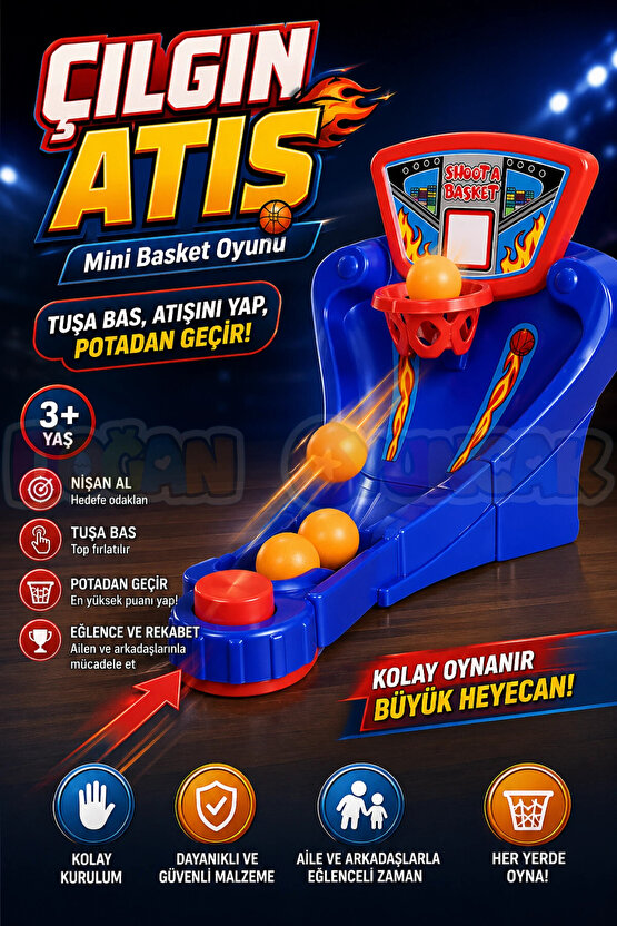 Çılgın Atış Oyunu - Mini Basket Oyunu - Basket Atma Oyunu Basketbol Maçı - Basketbol Oyuncak - Baske