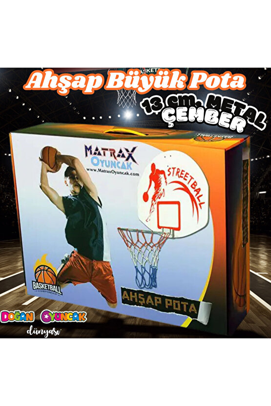 Ahşap Büyük Pota - Basketbol Maçı - Basketbol Oyuncak - Basket Oyunu - Büyük Pota Seti - Pota Oyunca