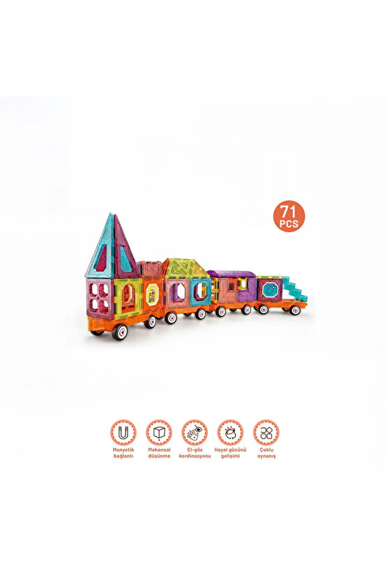 Orijinal Magnetic DIY 71 Parça Manyetik Lego - Magnetic Magical Magnet - Mıknatıslı Lego