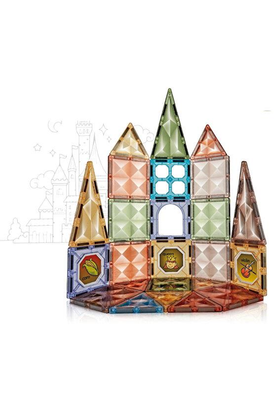 Orijinal Magnetic Tiles Star Diamond 36 Parça Manyetik Lego - Magnetic Magical Magnet - Mıknatıslı L