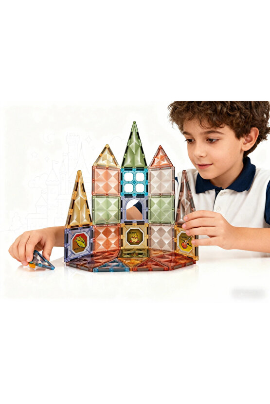 Orijinal Magnetic Tiles Star Diamond 36 Parça Manyetik Lego - Magnetic Magical Magnet - Mıknatıslı L