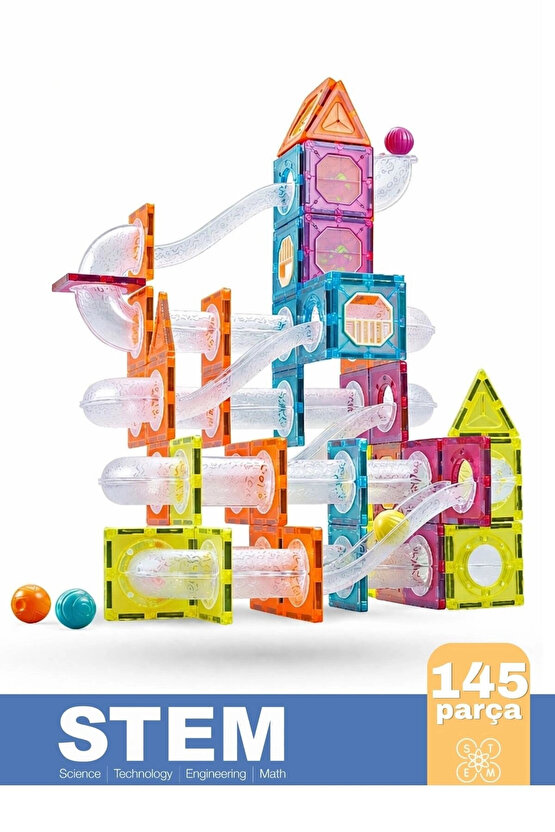 Orijinal Magnetic Tiles 145 Parça Manyetik Lego - Magnetic Magical Magnet - Mıknatıslı Lego