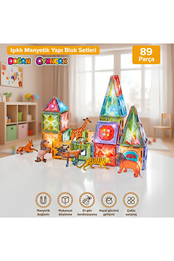 Orijinal Magnetic Tiles Star Diamond Light Version 89 Parça Işıklı Manyetik Lego - Mıknatıslı Lego L