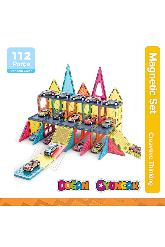 Orijinal Magnetic Tiles 112 Parça Manyetik Lego - Magnetic Magical Magnet - Mıknatıslı Lego