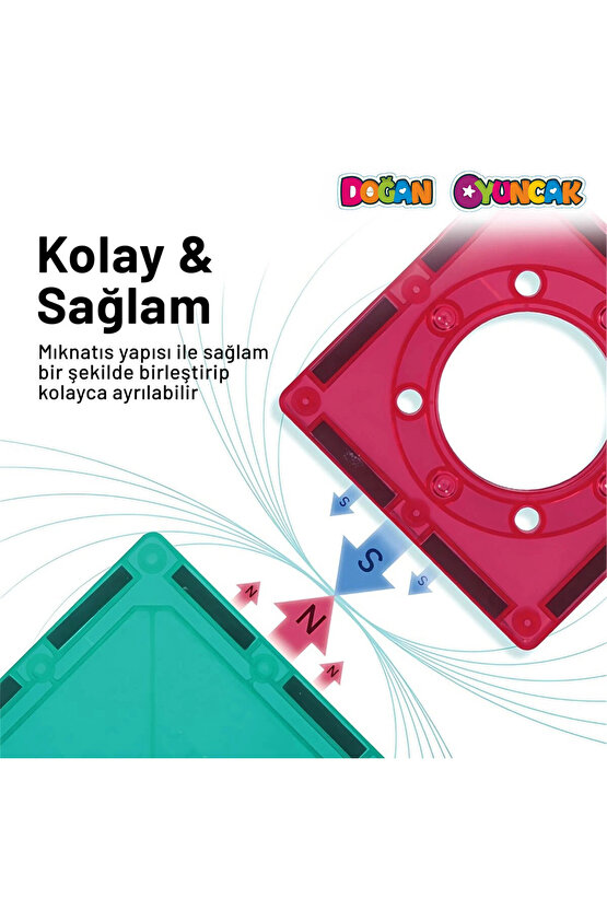 Orijinal Magnetic Tiles 50 Parça Manyetik Lego - Magnetic Magical Magnet - Mıknatıslı Lego