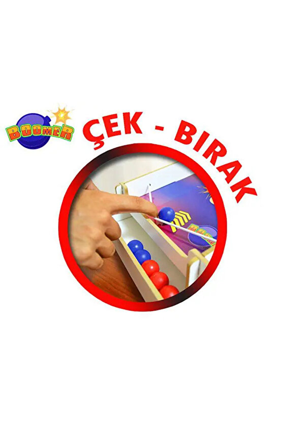 Ahşap Boomer Lastikli İp Oyunu - Pinball Oyunu - Deliğe Top Atma Oyunu - Pinbal Ahşap Oyuncak - Boom