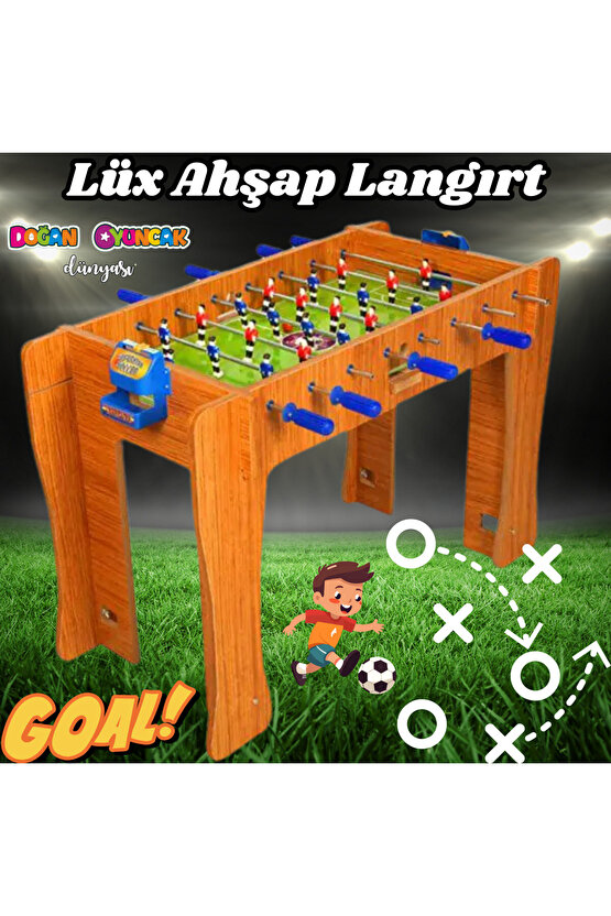 Lüx Ahşap Langırt Seti - Ahşap Oyuncak - Futbol Oyuncakları - Top Oyuncak Langırt Setleri - Langırt