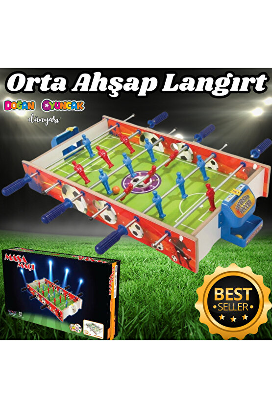 Orta Ahşap Langırt Seti - Ahşap Oyuncak - Futbol Oyuncakları - Top Oyuncak Langırt Setleri - Langırt