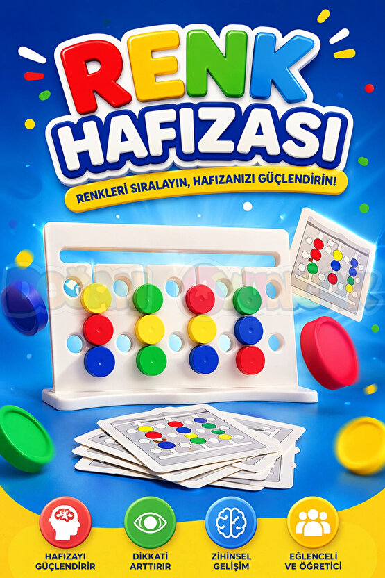 Renk Hafıza Oyunu - Rubik Abaküs Montessori Zeka Oyunu Eğitici Oyuncak