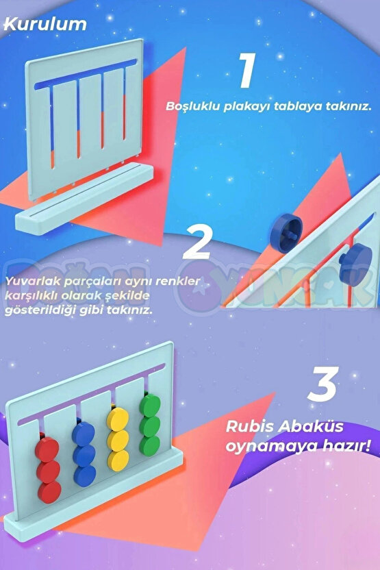 Renk Hafıza Oyunu - Rubik Abaküs Montessori Zeka Oyunu Eğitici Oyuncak