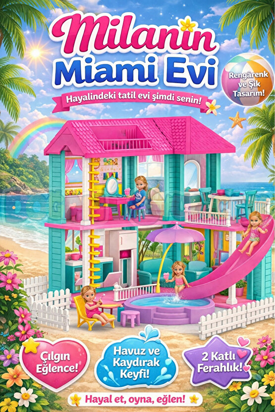 Milanın Miami Evi - Ev Oyuncak - Milanın Miami Ev Seti - Rüya Evi - Oyun Evi