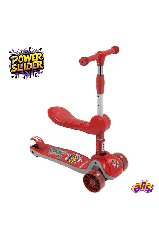 Power Slider Oturaklı Kırmızı Scooter - 2+ Yaş ve Üzeri Çocuklar için Scooter