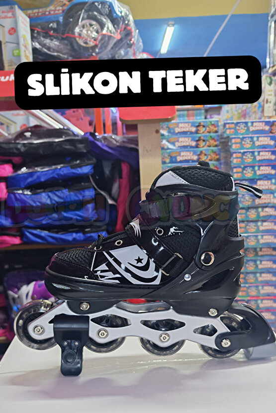 Premium Slikon Tekerli Paten - Işıklı Silikon Tekerli Paten Alıştırma Pateni - Silikon Tekerlekli