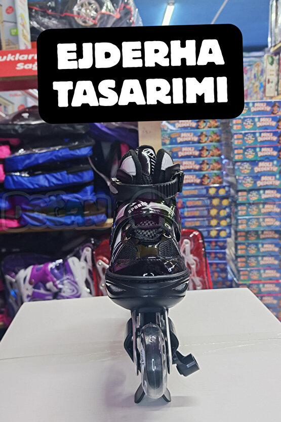 Premium Slikon Tekerli Paten - Işıklı Silikon Tekerli Paten Alıştırma Pateni - Silikon Tekerlekli