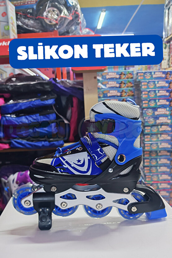 Premium Slikon Tekerli Paten - Işıklı Silikon Tekerli Paten Alıştırma Pateni - Silikon Tekerlekli